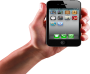 Smartphone in hand PNG image